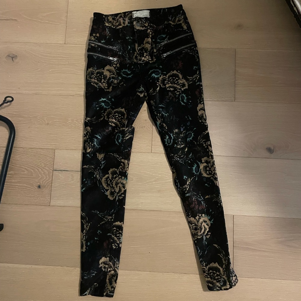Free people printed velvet moto pant